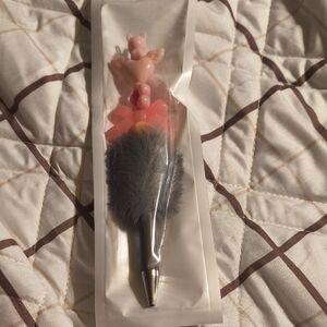 Gray and Pink Plush Pen